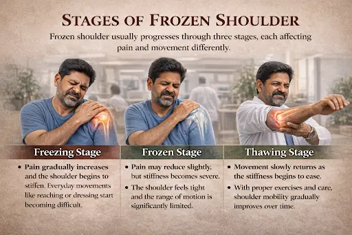 Stages of frozen shoulder and how long each lasts